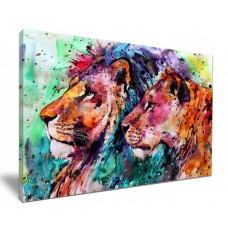 Watercolour Lion and Lioness