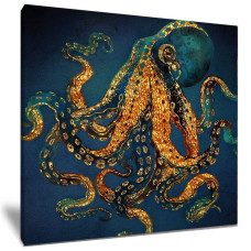 Golden Octopus Deep Blue Sea Ocean